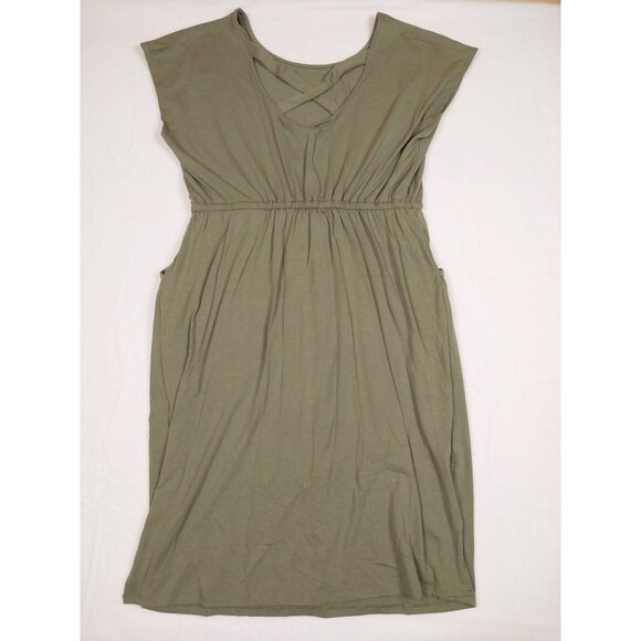 NWT Torrid Midi Jersey Cross Back Slit Dress Sz 2X Olive Green - Picture 4 of 11